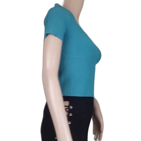 Madewell Ottoman Crop Sweater Tee Turquoise Small - Picture 2 of 4